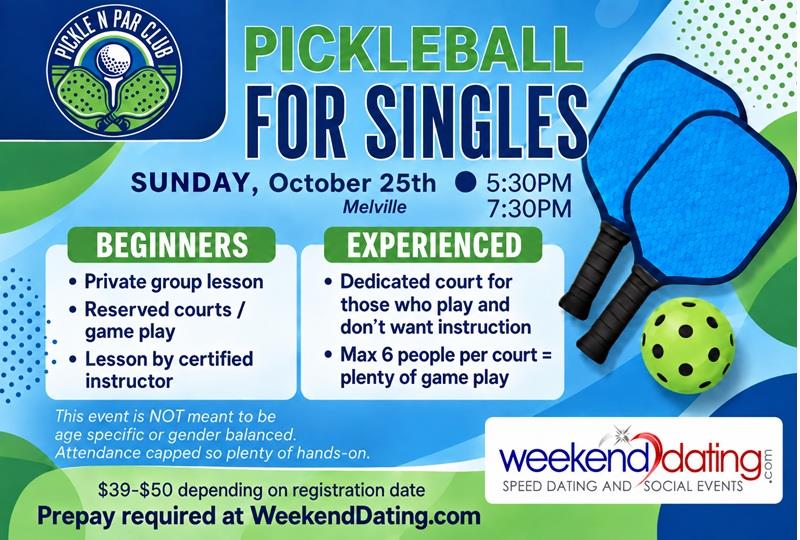 Pickleball Singles Clinic/Social in Melville