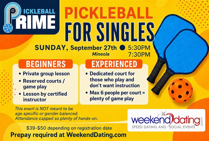 Pickleball Singles Clinic/Social in Mineola